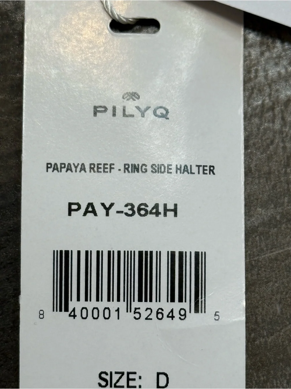 Pilyq Papaya Reef-Side Ring  Halter Orange Ribbed Scoop Bandeau Top size D